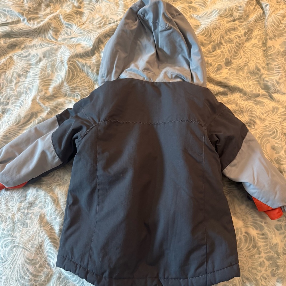 Children’s Place Toddler Boys Gray and Orange Fleece Lined Hooded Coat size 2T - Picture 6 of 6